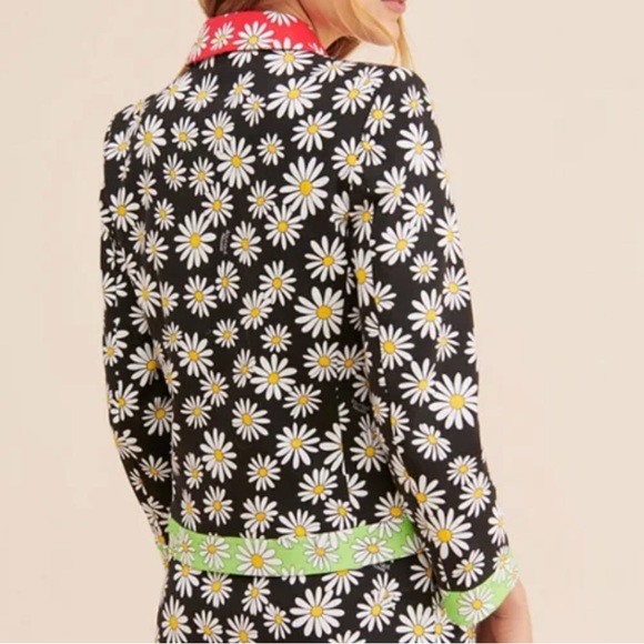 Moschino Boutique x Free People Daisy 4 | Sm Black Red Colorblock Floral Jacket - Picture 5 of 10